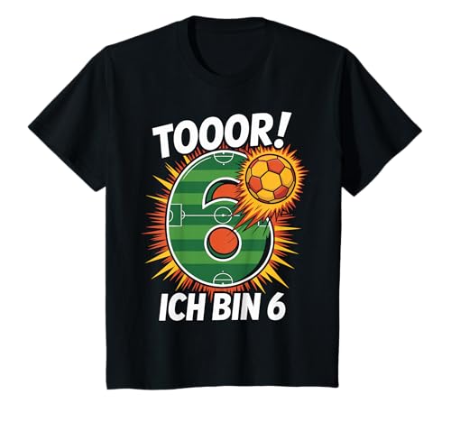 Kinder Toor Ich Bin 6 6.Geburtstag Fußball Junge 6 Jahre Cooles T-Shirt von 6. Geburtstag Junge Fußball Geschenkidee Tshirts