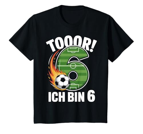 Kinder Toor Ich Bin 6 6.Geburtstag Fußball Junge 6 Jahre Cooles T-Shirt von 6. Geburtstag Junge Fußball Geschenkidee Tshirts