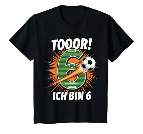 Kinder Toor Ich Bin 6 6.Geburtstag Fußball Junge 6 Jahre Cooles T-Shirt von 6. Geburtstag Junge Fußball Geschenkidee Tshirts