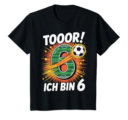 Kinder Toor Ich Bin 6 6.Geburtstag Fußball Junge 6 Jahre Cooles T-Shirt von 6. Geburtstag Junge Fußball Geschenkidee Tshirts