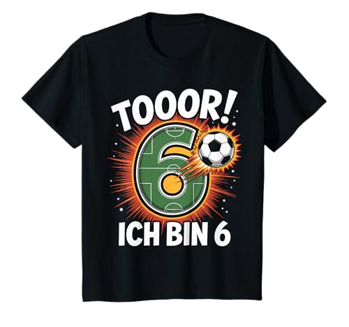 Kinder Toor Ich Bin 6 6.Geburtstag Fußball Junge 6 Jahre Cooles T-Shirt von 6. Geburtstag Junge Fußball Geschenkidee Tshirts