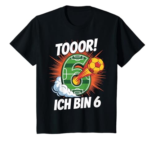 Kinder Toor Ich Bin 6 6.Geburtstag Fußball Junge 6 Jahre Cooles T-Shirt von 6. Geburtstag Junge Fußball Geschenkidee Tshirts