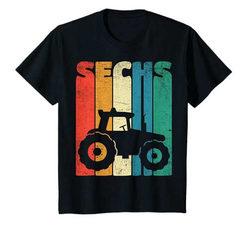 Retro 6 Jahre Jungen 6. Geburtstag Traktor Kinder Trecker T-Shirt von 6. Geburtstag Kinder Jungen Mädchen Geschenke