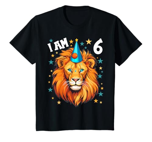 6 Jahre alt Junge Mädchen Löwen Löwe 6. Geburtstag T-Shirt von 6. Geburtstag Löwe Junge Mädchen Löwen Shop