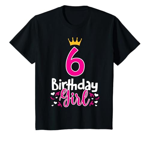 6. Geburtstag Mädchen Birthday Girl Krone süßes Geschenk T-Shirt von 6. Geburtstag Mädchen Teenager Deko Geschenkideen