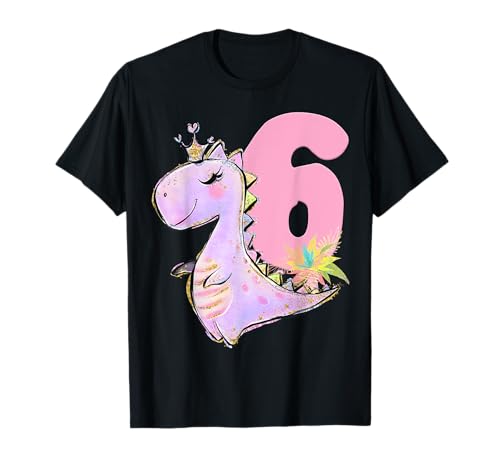 6. Geburtstag Dinosaurier Mädchen Dino Party T-Rex Six T-Shirt 6. Geburtstag Dinosaurier Mädchen Dino Party T-Rex Six T-Shirt von 6. Geburtstag T-Shirts NYC