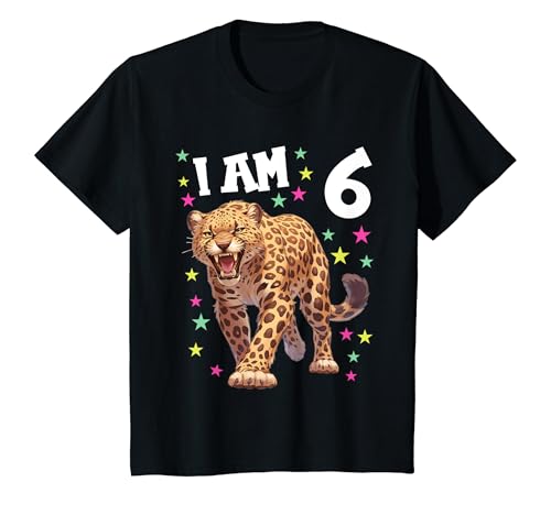 Kinder 6 Jahre alt Leoparden Leopard 6. Geburtstag T-Shirt von 6.Geburtstag Leoparden Leopard Junge Mädchen Shop