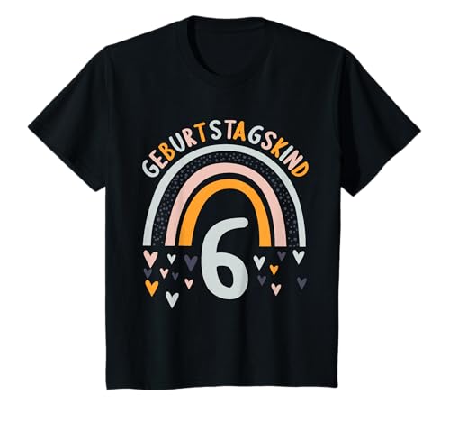 6 Jahre alt Junge Mädchen Rainbow Regenbogen 6. Geburtstag T-Shirt von 6.Geburtstag Rainbow Junge Mädchen Regenbogen