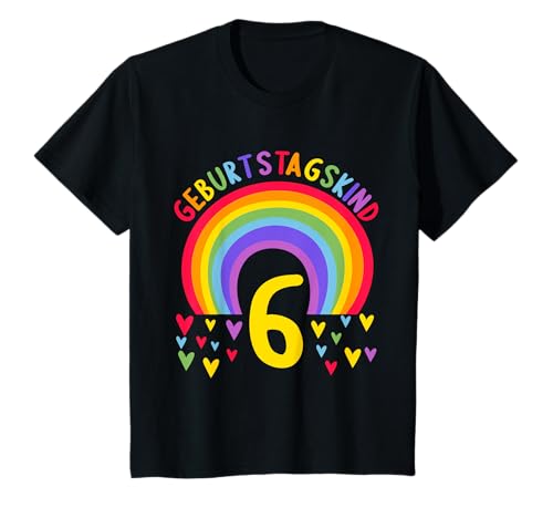 6 Jahre alt Junge Mädchen Rainbow Regenbogen 6. Geburtstag T-Shirt von 6.Geburtstag Rainbow Junge Mädchen Regenbogen