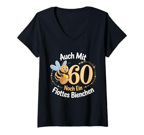 Damen Auch Mit 60 Noch EIN Flottes Bienchen 60 Geburtstag T-Shirt mit V-Ausschnitt Damen Auch Mit 60 Noch EIN Flottes Bienchen 60 Geburtstag T-Shirt mit V-Ausschnitt von 60 Geburtstag Biene