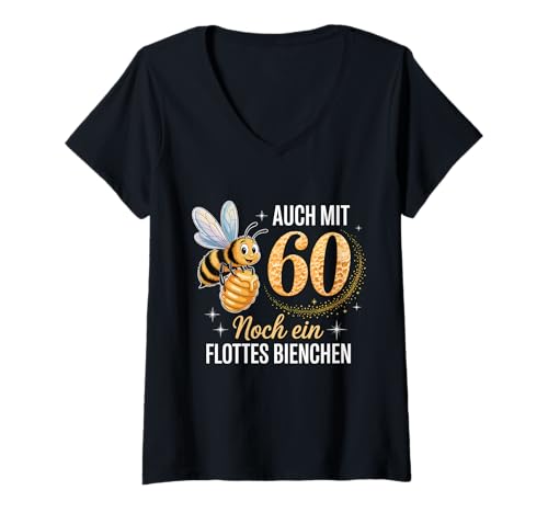 Damen Auch Mit 60 Noch EIN Flottes Bienchen 60 Geburtstag T-Shirt mit V-Ausschnitt Damen Auch Mit 60 Noch EIN Flottes Bienchen 60 Geburtstag T-Shirt mit V-Ausschnitt von 60 Geburtstag Biene