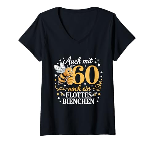 Damen Auch Mit 60 Noch EIN Flottes Bienchen 60 Geburtstag T-Shirt mit V-Ausschnitt Damen Auch Mit 60 Noch EIN Flottes Bienchen 60 Geburtstag T-Shirt mit V-Ausschnitt von 60 Geburtstag Biene