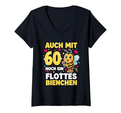 Damen 60 Years Fleet Bee 60th Birthday 60th Anniversary T-Shirt mit V-Ausschnitt Damen 60 Years Fleet Bee 60th Birthday 60th Anniversary T-Shirt mit V-Ausschnitt von 60 Geburtstag Frauen lustig Biene Imker Tees