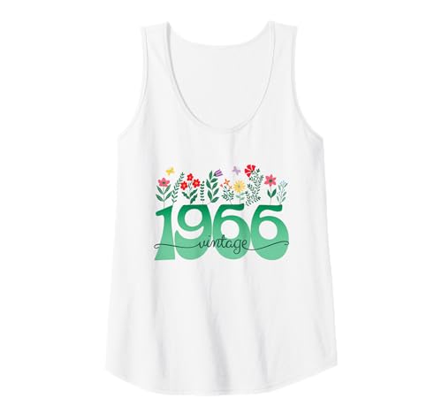 Damen Vintage 60 Jahre Jahrgang 1966 Blumen Geburtstag Frauen Tank Top von 60 Jahre Frau Geburtstag Jahrgang 1966 Ideen