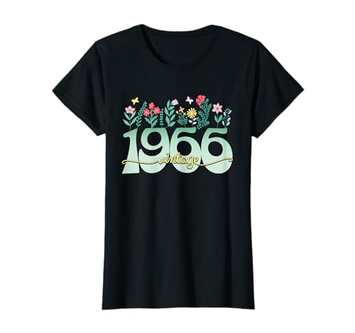 Vintage 60 Jahre Jahrgang 1966 Blumen Geburtstag Frauen T-Shirt von 60 Jahre Frau Geburtstag Jahrgang 1966 Ideen