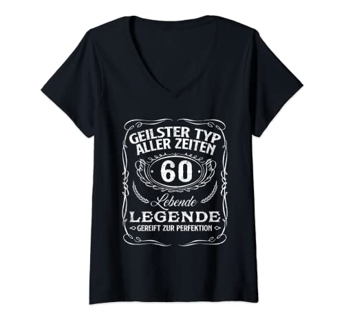 Damen Lustig Geilster Typ 60 Jahre Geburtstag Birthday T-Shirt mit V-Ausschnitt von 60 Jahre Shirts