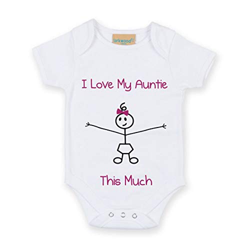 I Love My Auntie This Much Mädchen Weiß Strampelanzug Strampler Neu Baby Geschenk Stick Person - 0-3 months, Weiß, Weiß von 60 Second Makeover Limited