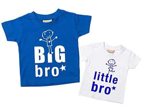 Groß Bro Kleiner Bro T-Shirt Set Bruder T-Shirt Brüder Baby Kleinkind Kinder Blau oder Rot Verfügbar in den Größen 0-6 Monate bis 14-15 Jahre Neu Baby Schwester Geschenk von 60 Second Makeover