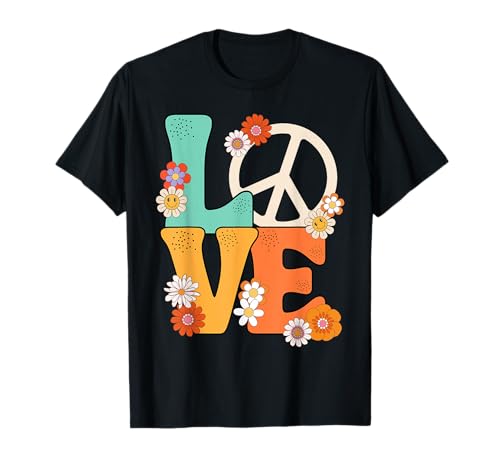 Friedenszeichen Liebe 60er 70er Jahre Shirts 70er Jahre Outfits für Frauen T-Shirt von 60 s 70 s Shirts 70s Outfits For Women