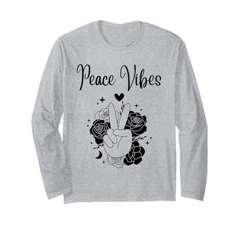 Peace Sign Vibes Love 60er 70er Jahre Shirts 70er Jahre Outfits für Frauen Langarmshirt von 60 s 70 s Shirts 70s Outfits For Women
