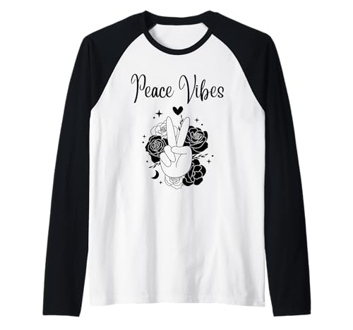 Peace Sign Vibes Love 60er 70er Jahre Shirts 70er Jahre Outfits für Frauen Raglan von 60 s 70 s Shirts 70s Outfits For Women