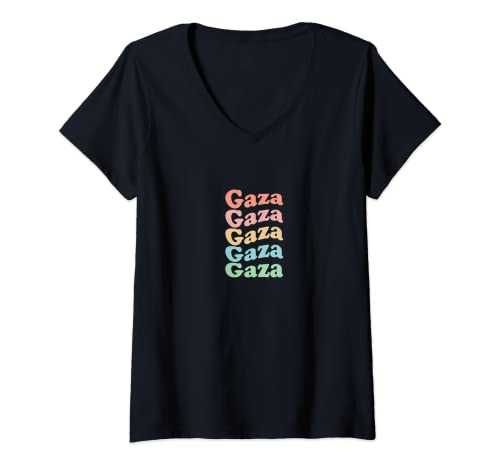 Damen Vintage 70er Jahre Palästina Hippie City - Retro Gaza T-Shirt mit V-Ausschnitt Damen Vintage 70er Jahre Palästina Hippie City - Retro Gaza T-Shirt mit V-Ausschnitt von 60's Retro Gaza Gift For Men & Women