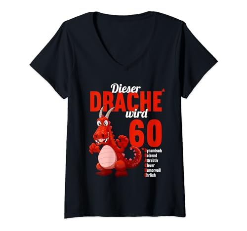 Damen Dieser Drache wird 60 Jahre alt zweideutig 60.Geburtstag T-Shirt mit V-Ausschnitt Damen Dieser Drache wird 60 Jahre alt zweideutig 60.Geburtstag T-Shirt mit V-Ausschnitt von 60. Geburtstag 60 Jahre alt Drache Drachen Outfits