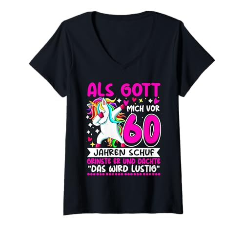 Damen Als Gott Mich Schuf - 1965 Jahrgang 60 Geburtstag T-Shirt mit V-Ausschnitt Damen Als Gott Mich Schuf - 1965 Jahrgang 60 Geburtstag T-Shirt mit V-Ausschnitt von 60. Geburtstag Geschenk Deko Party Frauen