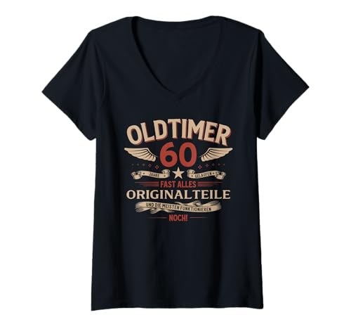 Damen 60. Geburtstag Mann Geschenk Oldtimer 1965 60 Jahre Deko T-Shirt mit V-Ausschnitt Damen 60. Geburtstag Mann Geschenk Oldtimer 1965 60 Jahre Deko T-Shirt mit V-Ausschnitt von 60. Geburtstag Geschenk Oldtimer Jahrgang 1965