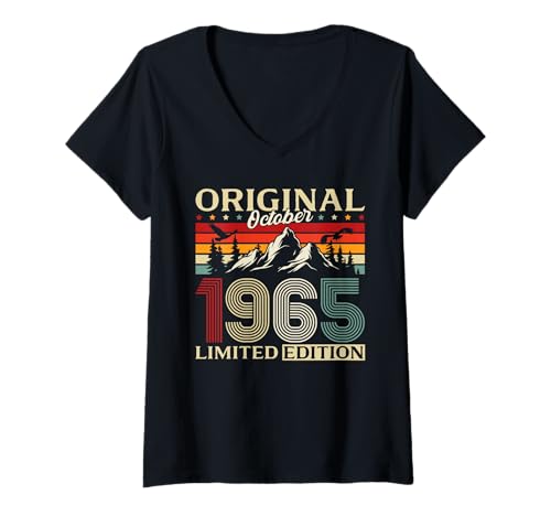 Damen 60. Geburtstag Mann Geschenk Original Oktober 1965 T-Shirt mit V-Ausschnitt Damen 60. Geburtstag Mann Geschenk Original Oktober 1965 T-Shirt mit V-Ausschnitt von 60. Geburtstag Geschenk Original Oktober 1965