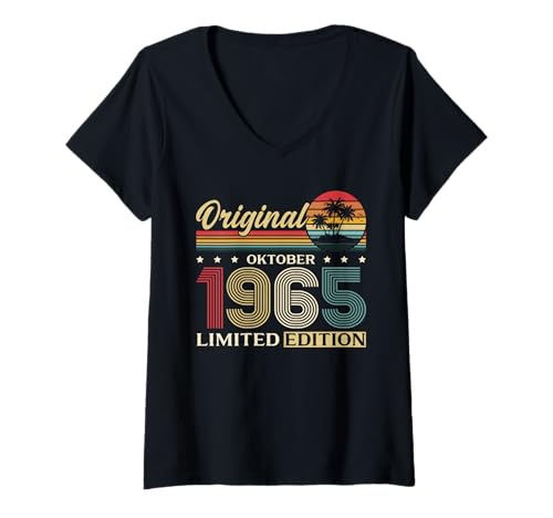 Damen 60. Geburtstag Mann Geschenk Original Oktober 1965 T-Shirt mit V-Ausschnitt Damen 60. Geburtstag Mann Geschenk Original Oktober 1965 T-Shirt mit V-Ausschnitt von 60. Geburtstag Geschenk Original Oktober 1965