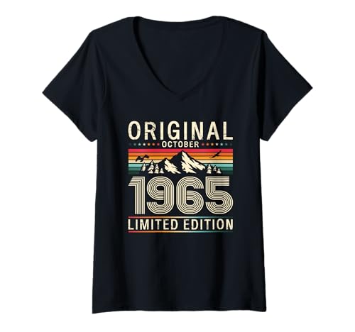 Damen 60. Geburtstag Mann Geschenk Original Oktober 1965 T-Shirt mit V-Ausschnitt Damen 60. Geburtstag Mann Geschenk Original Oktober 1965 T-Shirt mit V-Ausschnitt von 60. Geburtstag Geschenk Original Oktober 1965