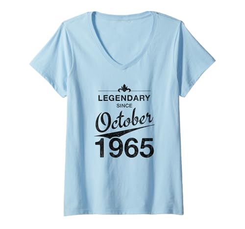 Damen 60. Geburtstag 60 Jahre alt Legendär seit Oktober 1965 T-Shirt mit V-Ausschnitt Damen 60. Geburtstag 60 Jahre alt Legendär seit Oktober 1965 T-Shirt mit V-Ausschnitt von 60. Geburtstag Oktober 1965 Sechzigster Geschenk
