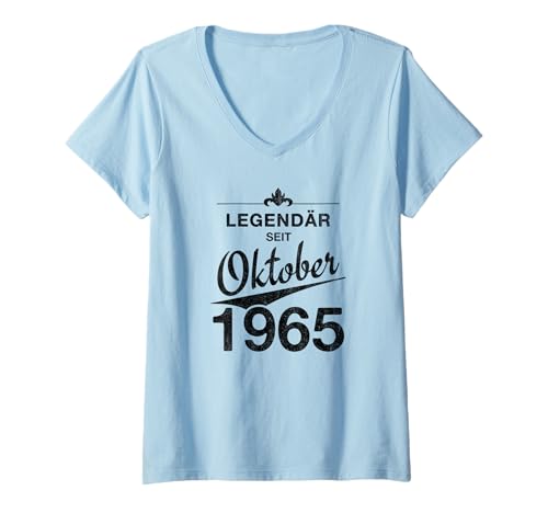Damen 60. Geburtstag 60 Jahre alt Legendär seit Oktober 1965 T-Shirt mit V-Ausschnitt Damen 60. Geburtstag 60 Jahre alt Legendär seit Oktober 1965 T-Shirt mit V-Ausschnitt von 60. Geburtstag Oktober 1965 Sechzigster Geschenk