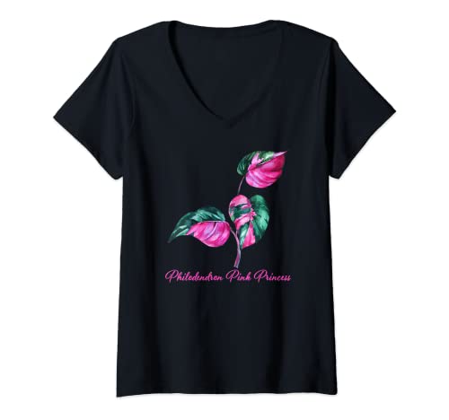 Damen Philodendron Pink Princess Exotic | Philodendron Pflanze T-Shirt mit V-Ausschnitt Damen Philodendron Pink Princess Exotic | Philodendron Pflanze T-Shirt mit V-Ausschnitt von 601 Philodendron Pink Princess Plant Lover Apparel