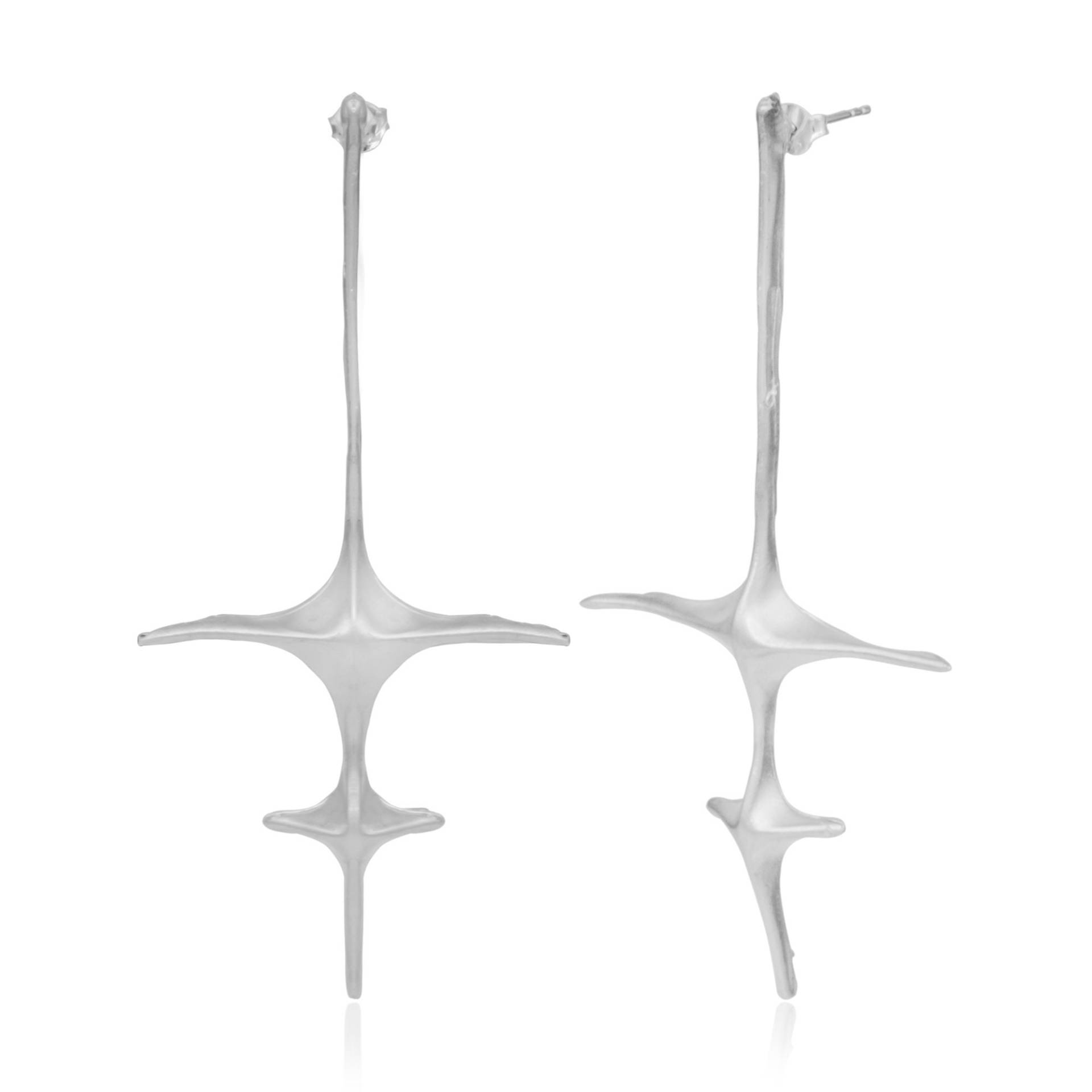 Rücken Knochen Ohrringe, Silber Rückenbein Einzigartige Kreuz Statement Gothic Schmuck Rücken Knochen Ohrringe, Silber Rückenbein Einzigartige Kreuz Statement Gothic Schmuck von 602Lab