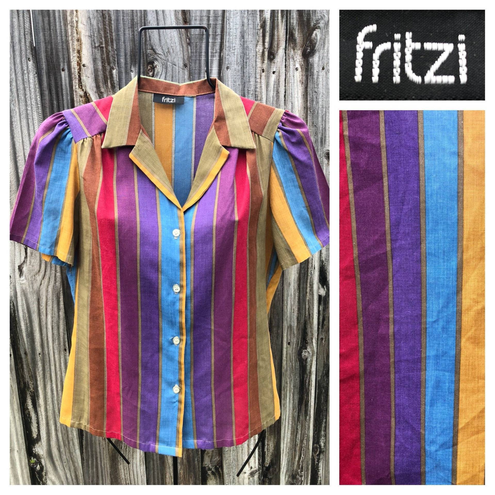 Super Süße Vintage 1980Er Fritzi Gekräuselte Schulter Bluse Super Süße Vintage 1980Er Fritzi Gekräuselte Schulter Bluse von 60WattVintage