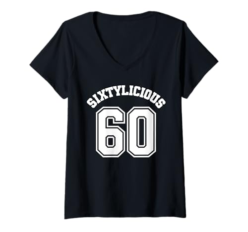 Damen Sixtylicious 60. Geburtstag T-Shirt mit V-Ausschnitt Damen Sixtylicious 60. Geburtstag T-Shirt mit V-Ausschnitt von 60th Birthday Sixtylicious