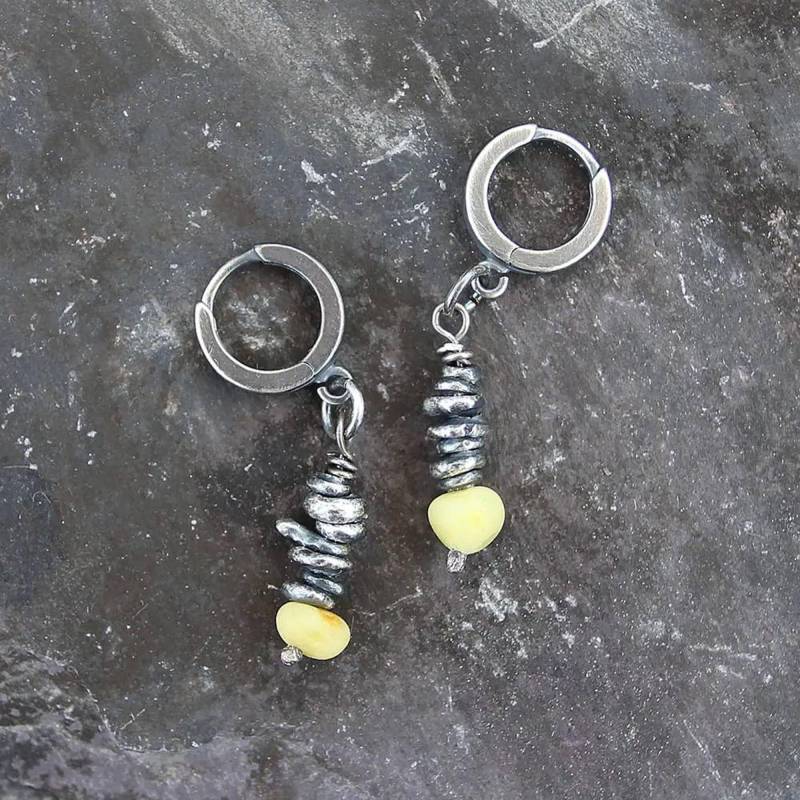 Gelber Roher Bernstein 925 Silber Ohrringe - Moderne Leichte Ohrhänger Boho Schmuck Geschenk Gelber Roher Bernstein 925 Silber Ohrringe - Moderne Leichte Ohrhänger Boho Schmuck Geschenk von 626elements
