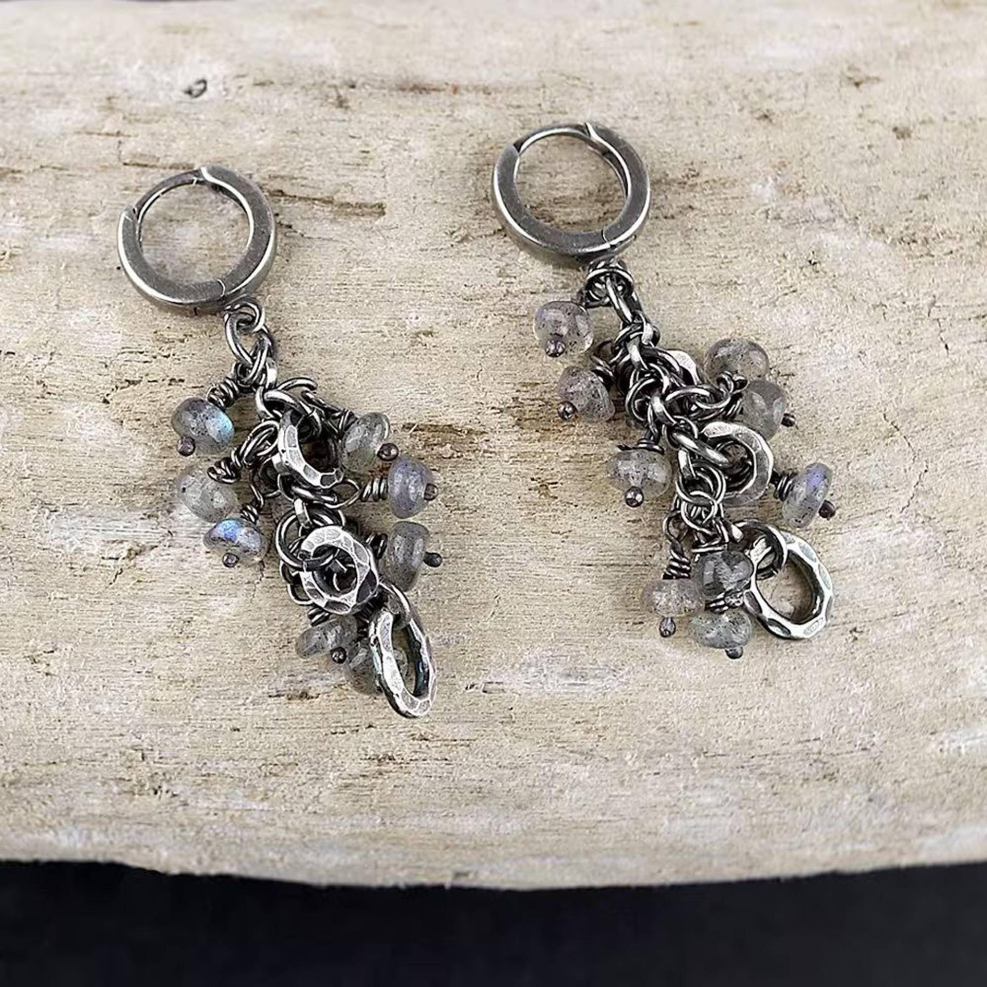 Labradorit Oxidierte 925Er Silber Ohrringe - Sterling Ohrhänger Handgemachter Schmuck Labradorit Oxidierte 925Er Silber Ohrringe - Sterling Ohrhänger Handgemachter Schmuck von 626elements