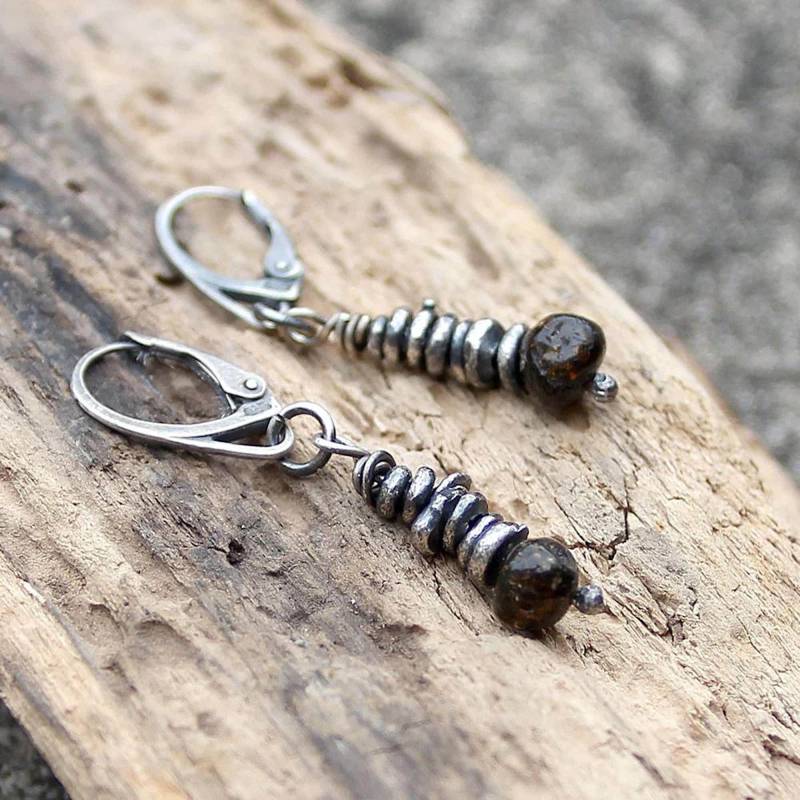 Rohe Bernstein Oxidierte 925 Silber Ohrringe - Natürliche Kirschperlen, Sterling & Feinsilber Handgemachter Schmuck von 626elements