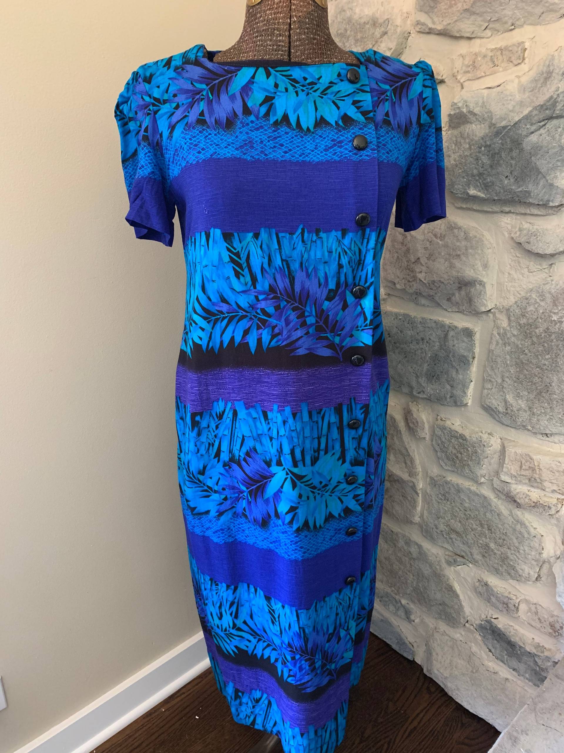1980Er Vintage Damen Lila + Blau Shift Kleid 1980Er Vintage Damen Lila + Blau Shift Kleid von 630VintageCo