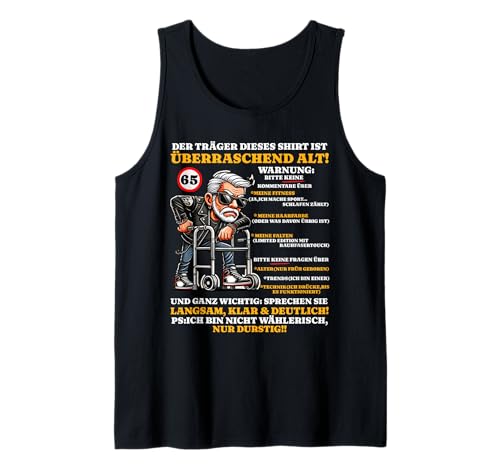 Geburtstag 65 Jahre Überraschend alt Männer Sarkasmus lustig Tank Top von 65 Geburtstag Lustiges Geburtstagsgeschenk Mann