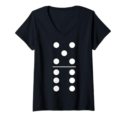 Damen Domino Stein 56. Geburtstagsparty Geburtstagsgeschenk Fun T-Shirt mit V-Ausschnitt Damen Domino Stein 56. Geburtstagsparty Geburtstagsgeschenk Fun T-Shirt mit V-Ausschnitt von 65 Jahre Alt Geburtstagskind Dominostein Kostüm