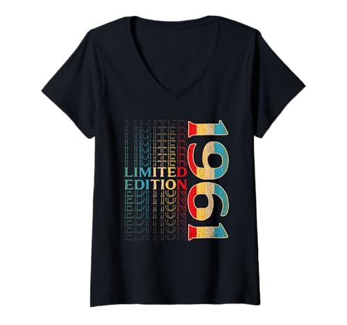 Damen 65. Geburtstag Mann Frau 65 Jahre Vintage 1961 Deko Lustig T-Shirt mit V-Ausschnitt Damen 65. Geburtstag Mann Frau 65 Jahre Vintage 1961 Deko Lustig T-Shirt mit V-Ausschnitt von 65 Jahre Mann Frau Damen Herren Geburtstag