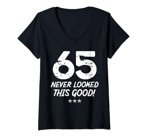 Damen 65-Jähriger SAH noch nie so gut aus Geburtstag 65. Geburtstag T-Shirt mit V-Ausschnitt Damen 65-Jähriger SAH noch nie so gut aus Geburtstag 65. Geburtstag T-Shirt mit V-Ausschnitt von 65 Year Old Never Looked So Good Birthday 65th