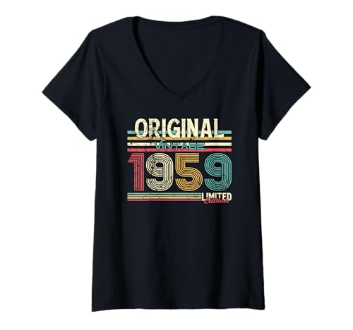 Damen 66. Geburtstag Mann Frau 66 Jahre Vintage 1959 Deko Lustig T-Shirt mit V-Ausschnitt Damen 66. Geburtstag Mann Frau 66 Jahre Vintage 1959 Deko Lustig T-Shirt mit V-Ausschnitt von 66 Jahre Mann Frau Damen Herren Geburtstag