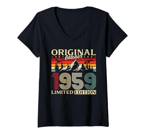 Damen 66. Geburtstag Mann Geschenk Original Oktober 1959 T-Shirt mit V-Ausschnitt Damen 66. Geburtstag Mann Geschenk Original Oktober 1959 T-Shirt mit V-Ausschnitt von 66. Geburtstag Geschenk Original Oktober 1959