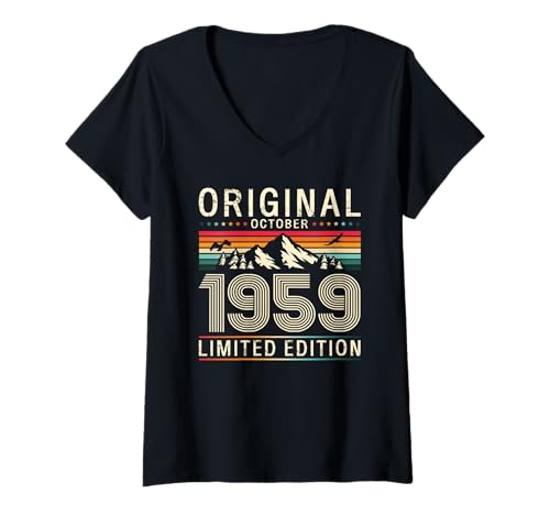 Damen 66. Geburtstag Mann Geschenk Original Oktober 1959 T-Shirt mit V-Ausschnitt Damen 66. Geburtstag Mann Geschenk Original Oktober 1959 T-Shirt mit V-Ausschnitt von 66. Geburtstag Geschenk Original Oktober 1959