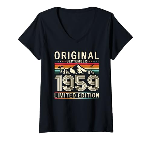 Damen 66. Geburtstag Mann Geschenk Original September 1959 T-Shirt mit V-Ausschnitt Damen 66. Geburtstag Mann Geschenk Original September 1959 T-Shirt mit V-Ausschnitt von 66. Geburtstag Geschenk Original September 1959